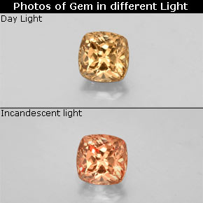 Granate con cambio de color multicolor natural de 0,46 ct, corte cojín, VS