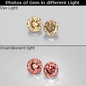 Gemas de granate con cambio de color multicolor natural de  ct, corte redondo, VVS-VS