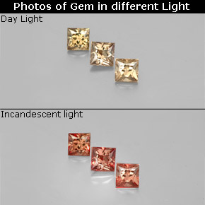 Gemas de granate con cambio de color cambio de color natural de  ct, cuadrado, VS