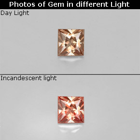 Granate con cambio de color multicolor natural de 0,36 ct, cuadrado, VS