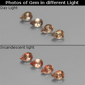 Gemas de granate con cambio de color multicolor natural de  ct, en forma de pera, VS