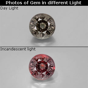 Granate con cambio de color multicolor natural de 1,18 ct, corte redondo, VS-SI