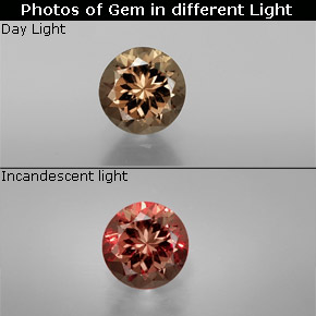 Granate con cambio de color multicolor natural de 1,10 ct, corte redondo, VS