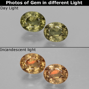 Gemas de granate con cambio de color multicolor natural de 1,41 ct, corte óvalo, VS