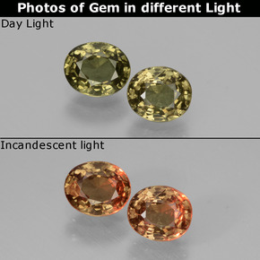 Gemas de granate con cambio de color multicolor natural de 1,06 ct, corte óvalo, VS