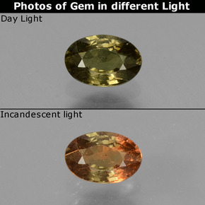 Granate con cambio de color amarillo natural de 0,63 ct, corte óvalo, VS