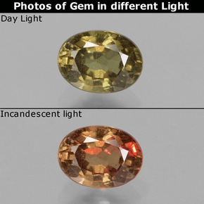 Granate con cambio de color multicolor natural de 0,94 ct, corte óvalo, VS