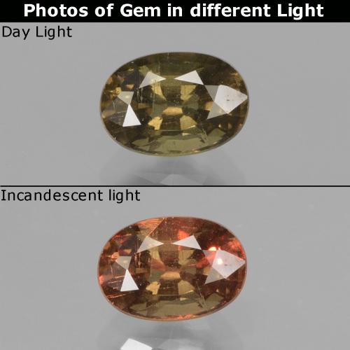 Granate con cambio de color marrón natural de 0,96 ct, corte óvalo, VS-SI