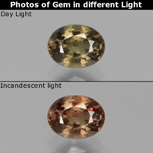 Granate con cambio de color marrón natural de 0,74 ct, corte óvalo, VS