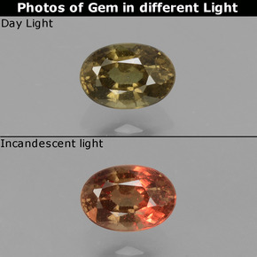 Granate con cambio de color multicolor natural de 0,75 ct, corte óvalo, VS