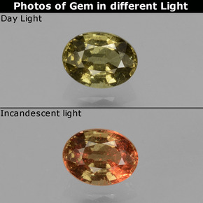Granate con cambio de color marrón natural de 0,50 ct, corte óvalo, VS