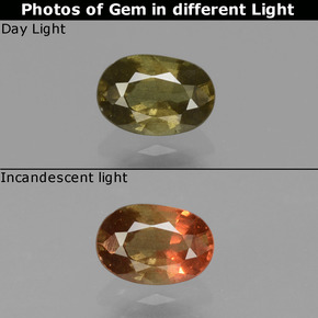 Granate con cambio de color cambio de color natural de 0,62 ct, corte óvalo, VS