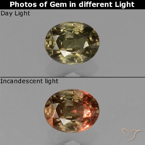 Granate con cambio de color marrón natural de 0,87 ct, corte óvalo, VS