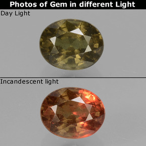 Granate con cambio de color multicolor natural de 1,36 ct, corte óvalo, VS-SI
