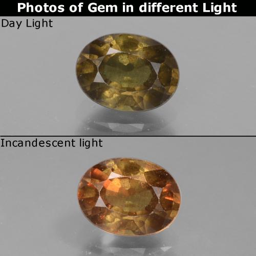 Granate con cambio de color marrón natural de 1,32 ct, corte óvalo, VS-SI
