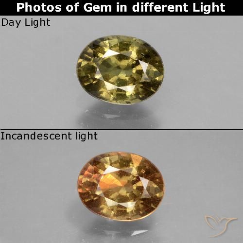 Granate con cambio de color marrón natural de 0,92 ct, corte óvalo, VS-SI