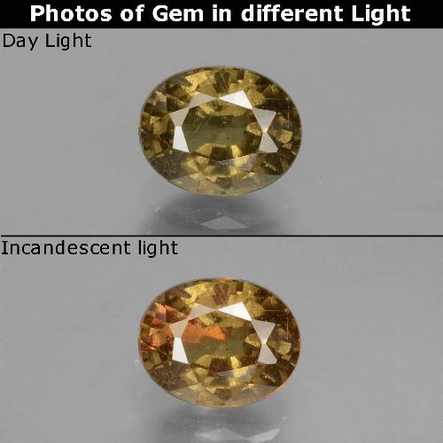 Granate que cambia de color Marrón oscuro medio natural de 1.05 ct, Corte Óvalo, VS-SI