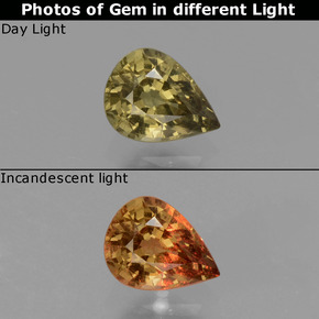 Granate con cambio de color multicolor natural de 0,42 ct, en forma de pera, VS
