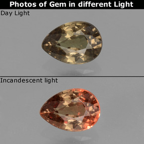 Granate con cambio de color multicolor natural de 0,52 ct, en forma de pera, VS