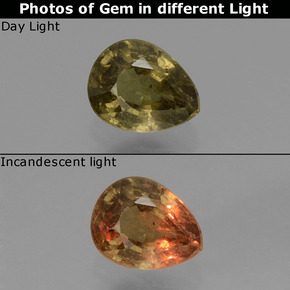 Granate con cambio de color multicolor natural de 0,59 ct, en forma de pera, VS-SI