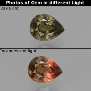 Granate con cambio de color multicolor natural de 0,52 ct, en forma de pera, VS