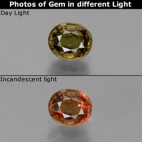 Granate con cambio de color multicolor natural de 0,91 ct, corte óvalo, VS