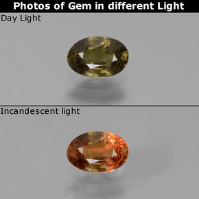 Granate con cambio de color multicolor natural de 0,54 ct, corte óvalo, VS