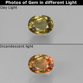 Granate con cambio de color cambio de color natural de 0,59 ct, corte óvalo, VS