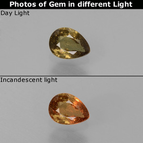 Granate con cambio de color multicolor natural de 0,46 ct, en forma de pera, VS