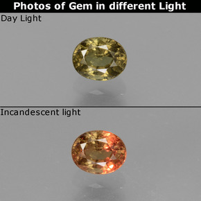 Granate con cambio de color multicolor natural de 0,55 ct, corte óvalo, VS