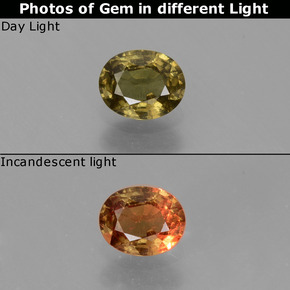 Granate con cambio de color multicolor natural de 0,57 ct, corte óvalo, VS