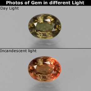 Granate con cambio de color cambio de color natural de 1,04 ct, corte óvalo, VS