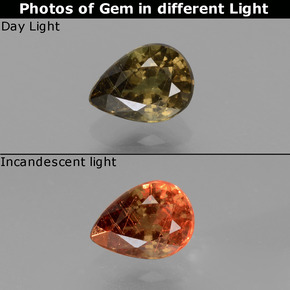 Granate con cambio de color cambio de color natural de 0,86 ct, en forma de pera, VS
