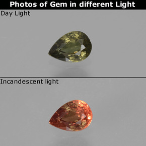 Granate con cambio de color cambio de color natural de 0,43 ct, en forma de pera, VS