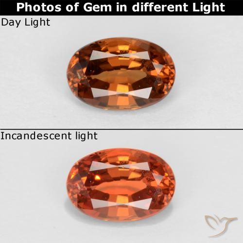 Granate con cambio de color marrón natural de 0,60 ct, corte óvalo, VS