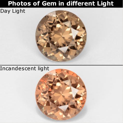 Granate con cambio de color marrón natural de 0,87 ct, corte redondo, VS