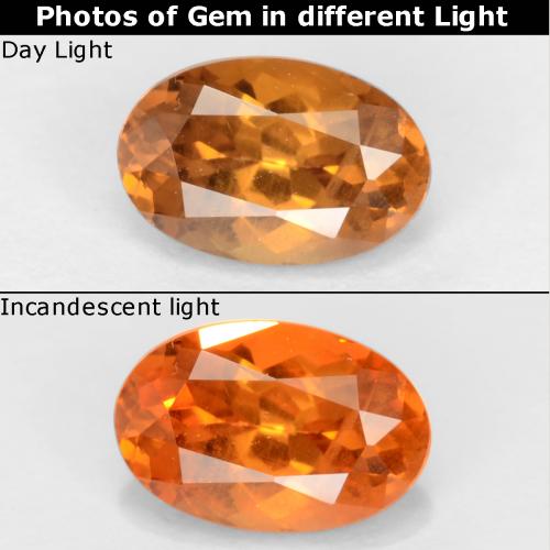 Granate con cambio de color marrón natural de 0,61 ct, corte óvalo, VS