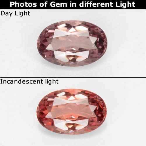 Granate con cambio de color marrón natural de 0,57 ct, corte óvalo, VVS-VS