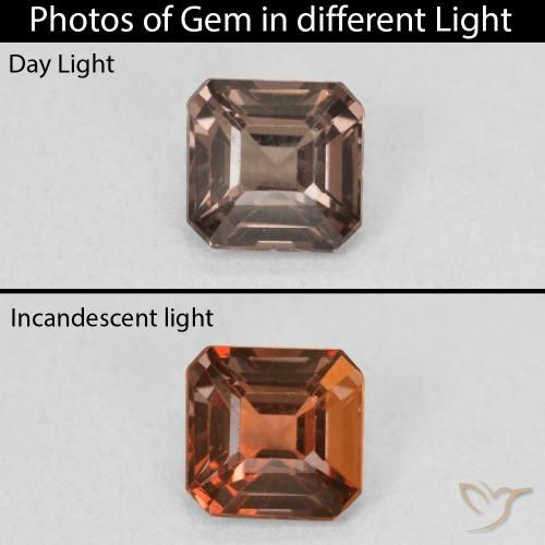 Granate con cambio de color marrón natural de 0,97 ct, corte esmeralda, VVS-VS
