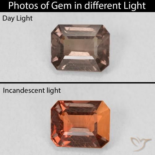 1.18ct Natural Marrón claro medio Granate que cambia de color, corte esmeralda, VS