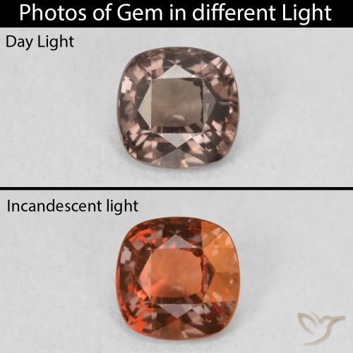 1.05ct Natural Marrón claro medio Granate que cambia de color, Forma Cojín, VS