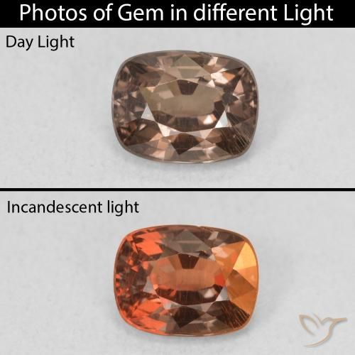 0.98ct Natural Marrón claro medio Granate que cambia de color, Forma Cojín, VS