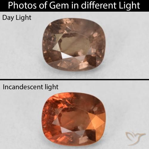 1.00ct Natural Marrón claro medio Granate que cambia de color, Forma Cojín, VS