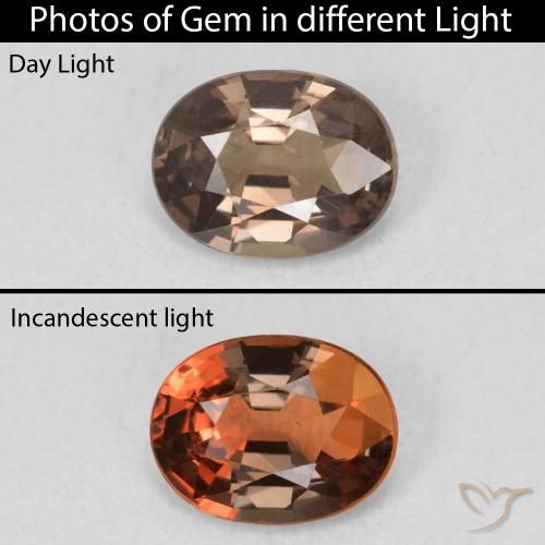 1.25ct Natural Marrón claro medio Granate que cambia de color, Ovalada, VS