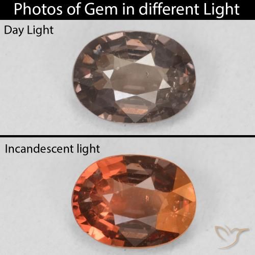 1.18ct Natural Marrón claro medio Granate que cambia de color, Ovalada, VS