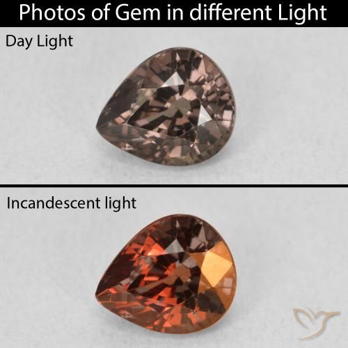 1.14ct Natural Marrón oscuro Granate que cambia de color, En forma de pera, VS