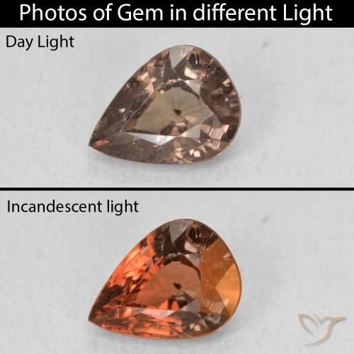 1.08ct Natural Marrón oscuro Granate que cambia de color, En forma de pera, VS