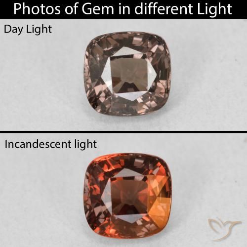1.03ct Natural Marrón claro medio Granate que cambia de color, Forma Cojín, VVS