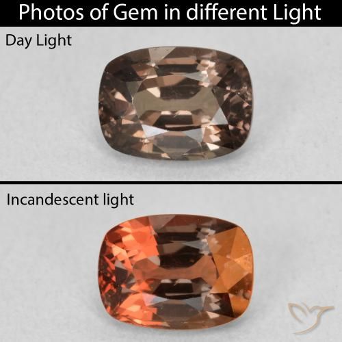 1.17ct Natural Marrón claro medio Granate que cambia de color, Forma Cojín, VVS