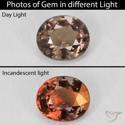 1.35ct Natural Marrón medio Granate que cambia de color, Ovalada, VVS